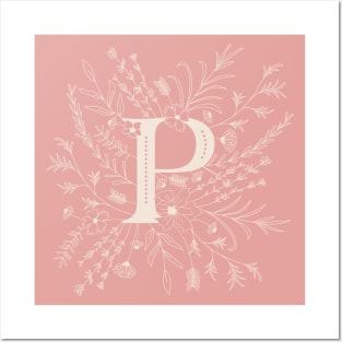 Botanical Letter P (Hibiscus Pink) Posters and Art